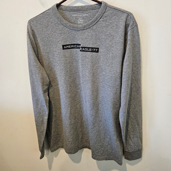 Men's American Eagle Gray Long Sleeve Tee M with Compass Logo - Picture 5 of 10